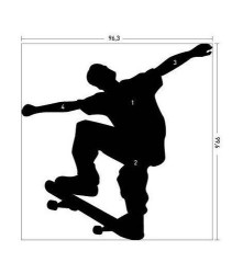 KADİFE DUVAR STICKER SKATEBOARD 96,3X99,6 CM - Thumbnail