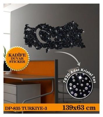 KADİFE DUVAR STICKER TÜRKİYE-3 7820 ADET KRİSTAL TAŞ